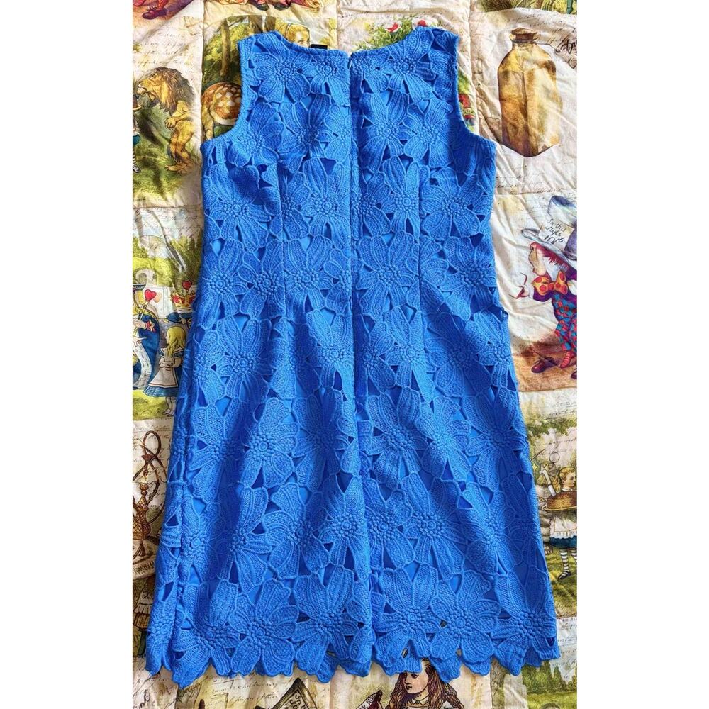 Ann Taylor Petite 10P Blue Daisy Floral Lace Sheath Dress Tank Sleeveless - Picture 7 of 15